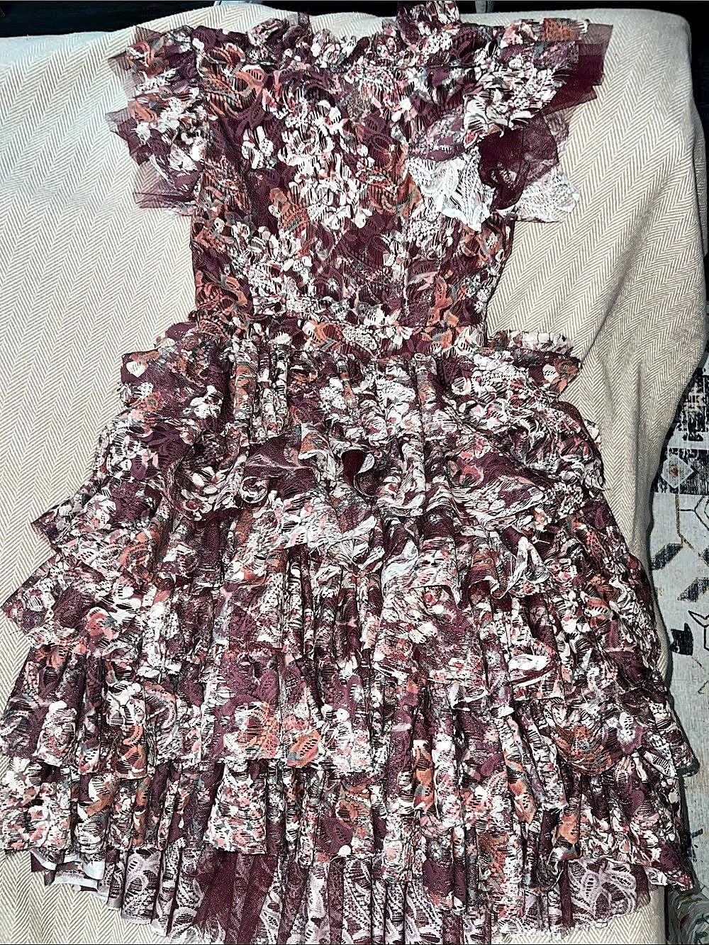 Joyfolie Braelyn Dress Floral Dress Burgundy & Pink Girl Size 12